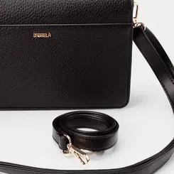 Bolsa Transversal Gabriela Média Texturizada Detalhe Fivela Preto