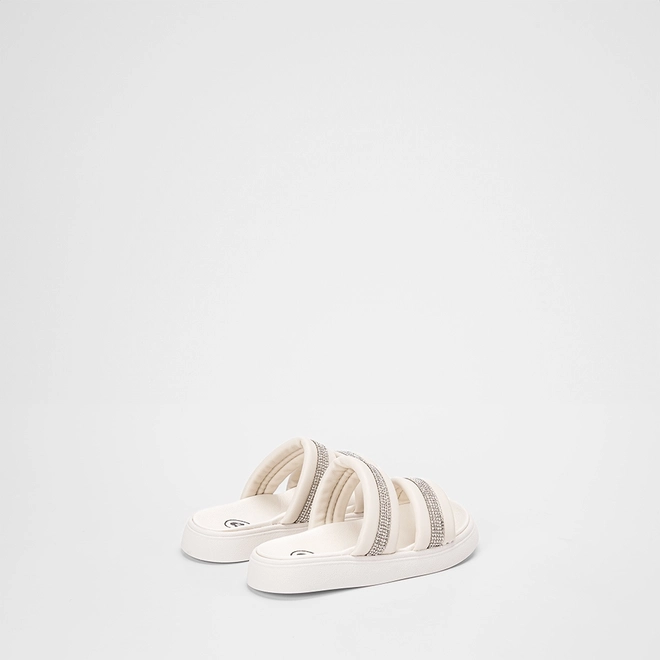 Rasteira Infantil Molekinha Duas Tiras Em Strass Off White