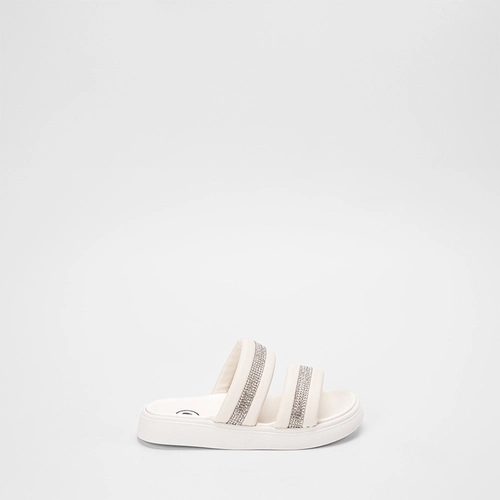 Rasteira Infantil Molekinha Duas Tiras Em Strass Off White