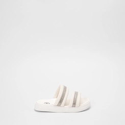 Rasteira Infantil Molekinha Duas Tiras Em Strass Off White