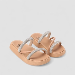 Tamanco Infantil Molekinha Strass Multi Tiras Nude