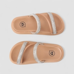 Tamanco Infantil Molekinha Strass Multi Tiras Nude