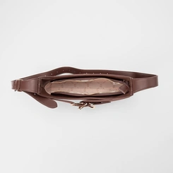 Bolsa Baguete Gabriela Média Suede Enfeite Fivela Marrom