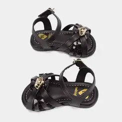 Sandália Bebê Molekinha Glitter Detalhe Coroa Preto