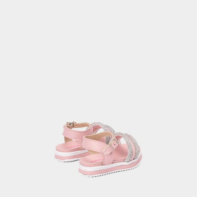 Sandália Bebê Molekinha Flatform Multitiras Strass Rosa
