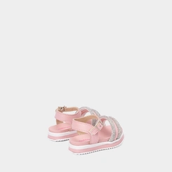 Sandália Bebê Molekinha Flatform Multitiras Strass Rosa