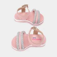 Sandália Bebê Molekinha Flatform Multitiras Strass Rosa