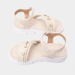 Sandália Infantil Gabrielinha Multitiras Detalhe Pedraria Off White