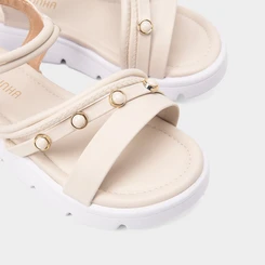 Sandália Infantil Gabrielinha Multitiras Detalhe Pedraria Off White