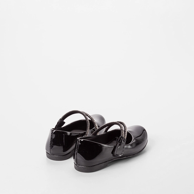 Sapatilha Boneca Infantil Gabrielinha Tiras Pedraria Verniz Preto