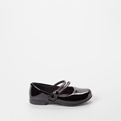 Sapatilha Boneca Infantil Gabrielinha Tiras Pedraria Verniz Preto