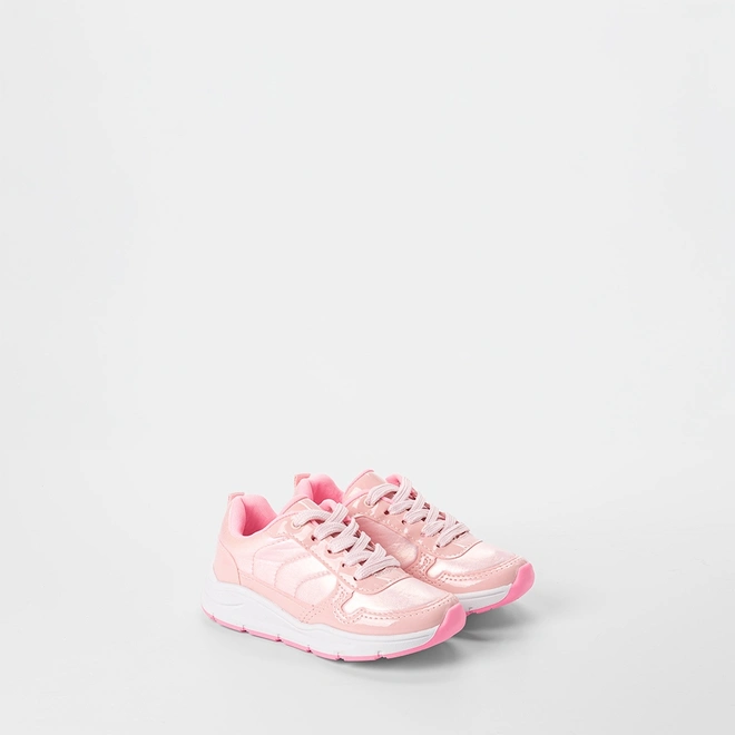 Tênis Casual Infantil Gabrielinha Recortes Metalizado & Verniz Rosa