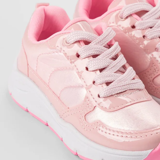 Tênis Casual Infantil Gabrielinha Recortes Metalizado & Verniz Rosa