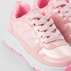 Tênis Casual Infantil Gabrielinha Recortes Metalizado & Verniz Rosa