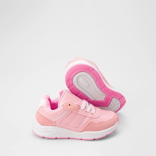 Tênis Casual Infantil Gabrielinha Jogging Detalhe Recorte Camurça Rosa