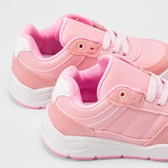 Tênis Casual Infantil Gabrielinha Jogging Detalhe Recorte Camurça Rosa