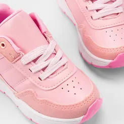 Tênis Casual Infantil Gabrielinha Jogging Detalhe Recorte Camurça Rosa