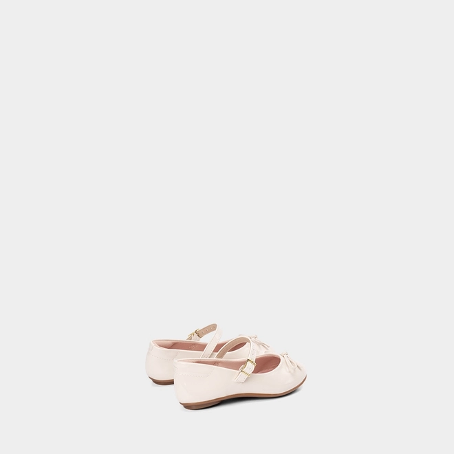 Sapatilha Boneca Infantil Molekinha Verniz Laço Off-White
