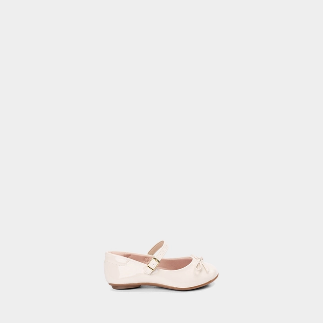 Sapatilha Boneca Infantil Molekinha Verniz Laço Off-White
