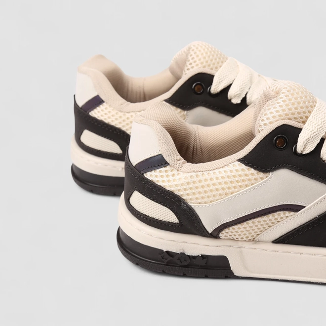 Tênis Casual Masculino Vertus Mesh Off White & Preto