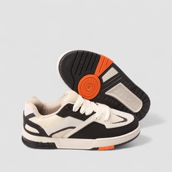 Tênis Casual Masculino Vertus Mesh Off White & Preto