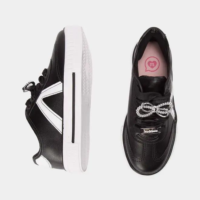 Tênis Casual Infantil Molekinha Pingente Laço Preto