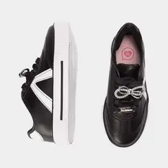 Tênis Casual Infantil Molekinha Pingente Laço Preto