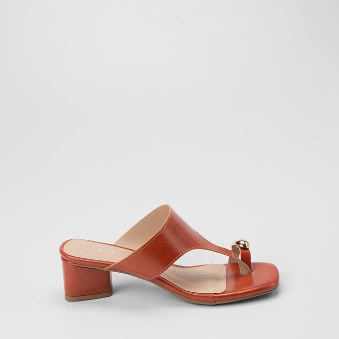 Tamanco Feminino Penélope Salto Geométrico Detalhe Bold Laranja