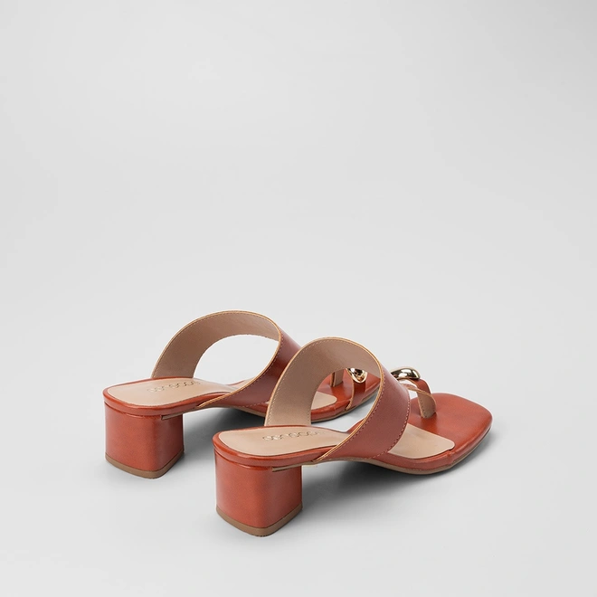 Tamanco Feminino Penélope Salto Geométrico Detalhe Bold Laranja