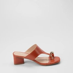 Tamanco Feminino Penélope Salto Geométrico Detalhe Bold Laranja