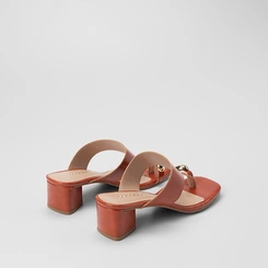 Tamanco Feminino Penélope Salto Geométrico Detalhe Bold Laranja