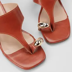 Tamanco Feminino Penélope Salto Geométrico Detalhe Bold Laranja
