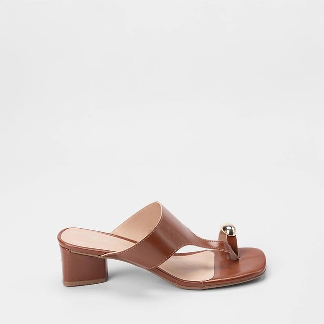 Tamanco Feminino Penélope Salto Geométrico Detalhe Bold Marrom