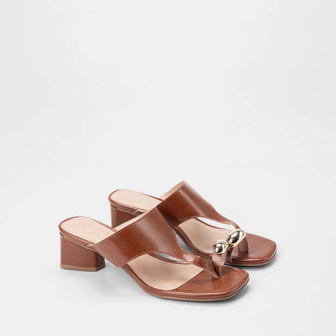 Tamanco Feminino Penélope Salto Geométrico Detalhe Bold Marrom
