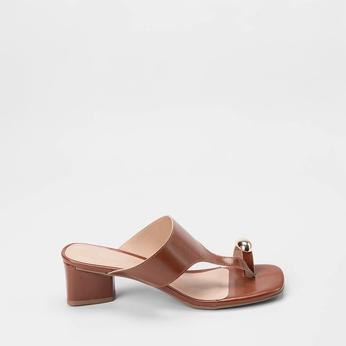 Tamanco Feminino Penélope Salto Geométrico Detalhe Bold Marrom