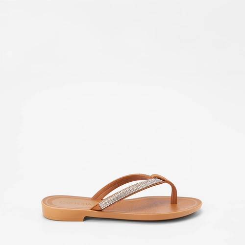 Chinelo Feminino Grendha Detalhe Strass Marrom