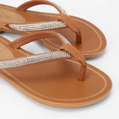 Chinelo Feminino Grendha Detalhe Strass Marrom