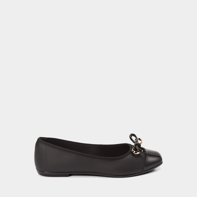 Sapatilha Feminina Moleca Detalhe Laço Duplo Verniz Preto