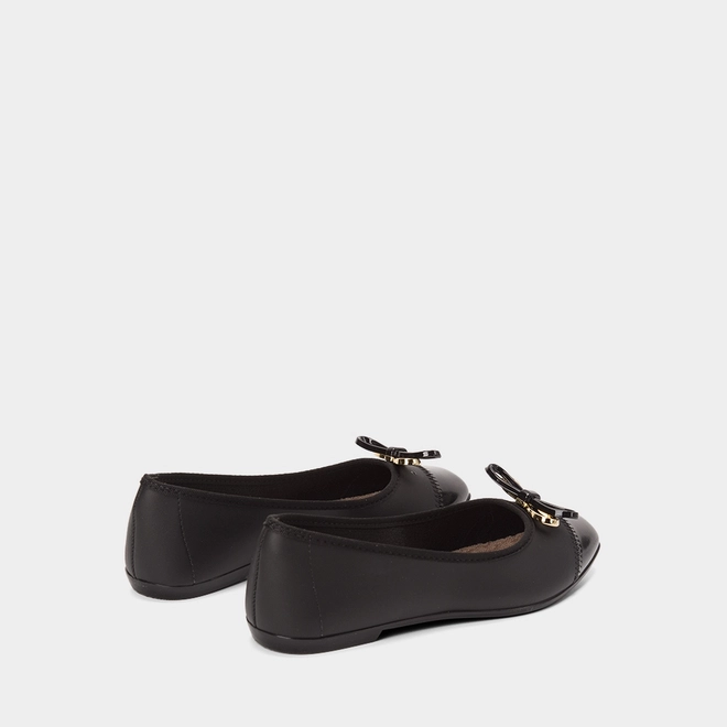 Sapatilha Feminina Moleca Detalhe Laço Duplo Verniz Preto