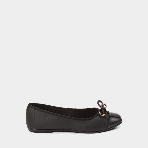 Sapatilha Feminina Moleca Detalhe Laço Duplo Verniz Preto