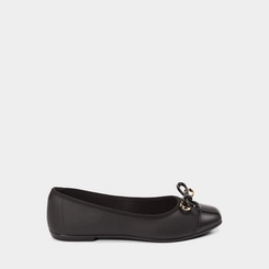 Sapatilha Feminina Moleca Detalhe Laço Duplo Verniz Preto
