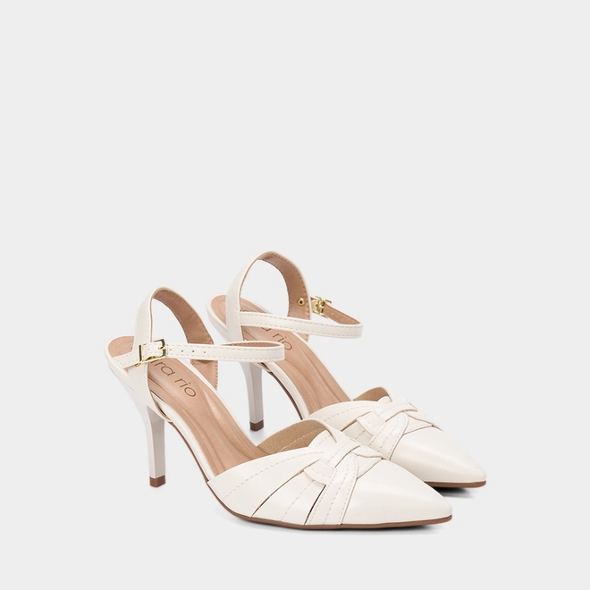 Scarpin Slingback Feminino Beira Rio Salto Fino Alto Off White