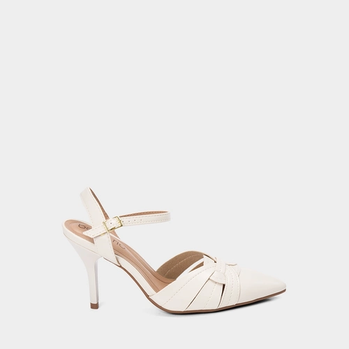 Scarpin Slingback Feminino Beira Rio Salto Fino Alto Off White