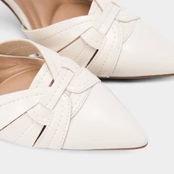 Scarpin Slingback Feminino Beira Rio Salto Fino Alto Off White