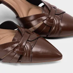Scarpin Slingback Feminino Beira Rio Salto Fino Alto Marrom