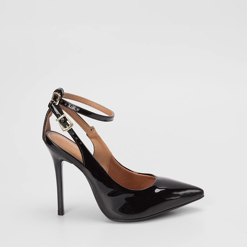 Scarpin Slingback Feminino Vizzano Salto Fino Alto Verniz Preto