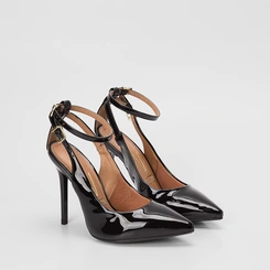 Scarpin Slingback Feminino Vizzano Salto Fino Alto Verniz Preto