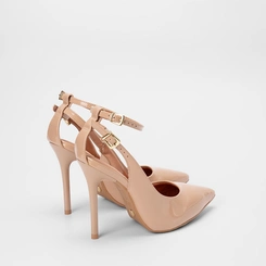Scarpin Slingback Feminino Vizzano Salto Alto Fino Verniz Nude