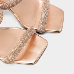Tamanco Feminino Gabriela Salto Fino com Brilhos Rose Dourado