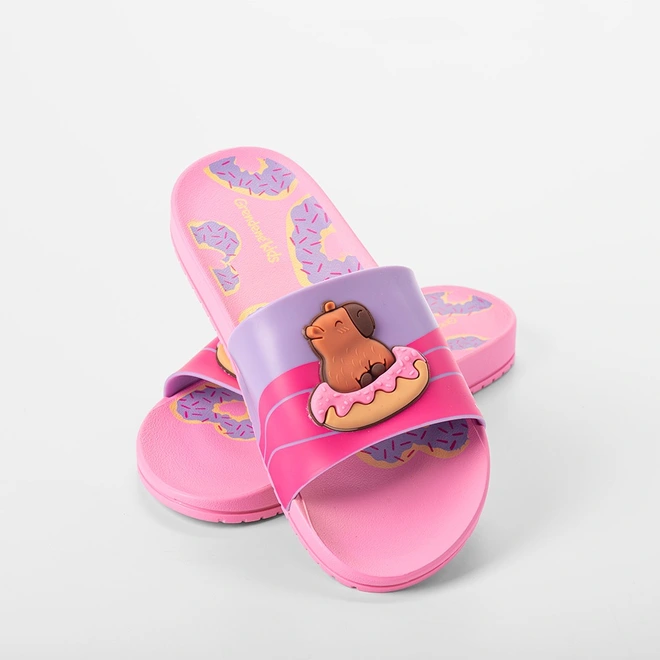 Slide Infantil Grendene Kids Capivara Donuts Rosa